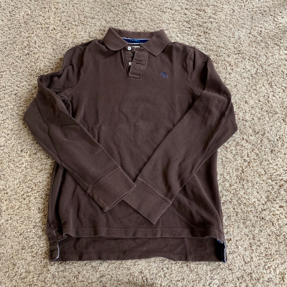 Brown Abercrombie & Fitch Long Sleeve Polo
